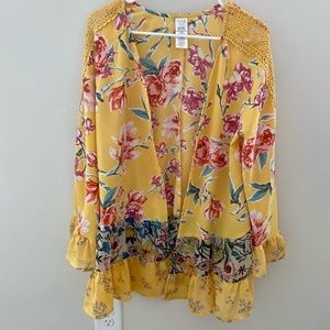 Time and True Yellow Floral Kimono